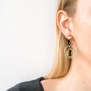 Vintage Gold Triple Hoop Clip-On Earrings